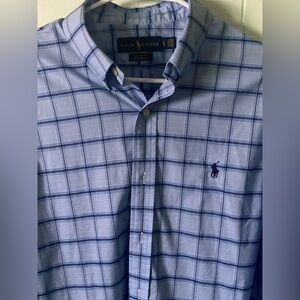 Ralph Lauren Mens SZ L Blue Plaid long sleeve button down Shirt